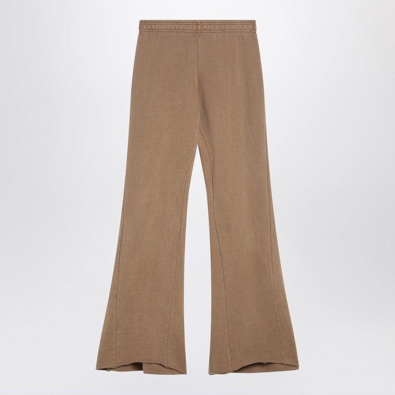 Beige Cotton Flared Trousers — Entire Studios