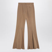 Beige Cotton Flared Trousers — Entire Studios