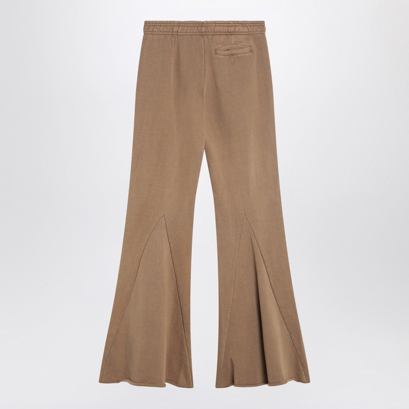 Beige Cotton Flared Trousers — Entire Studios