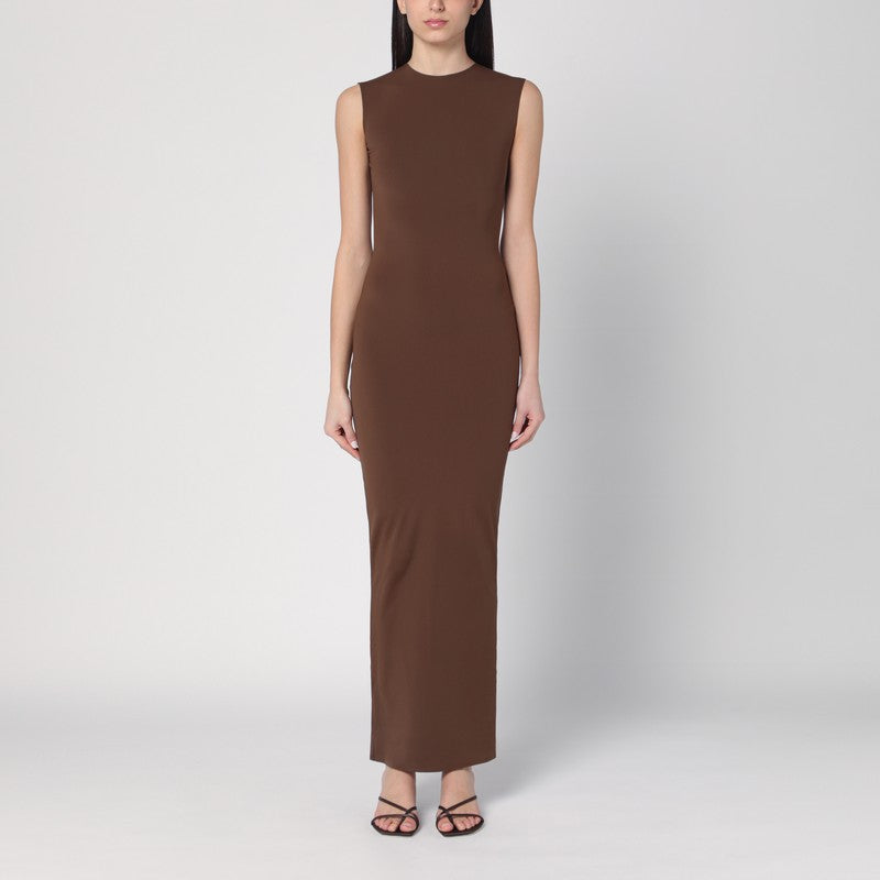 Long brown dress in nylon blend — Entire Studios