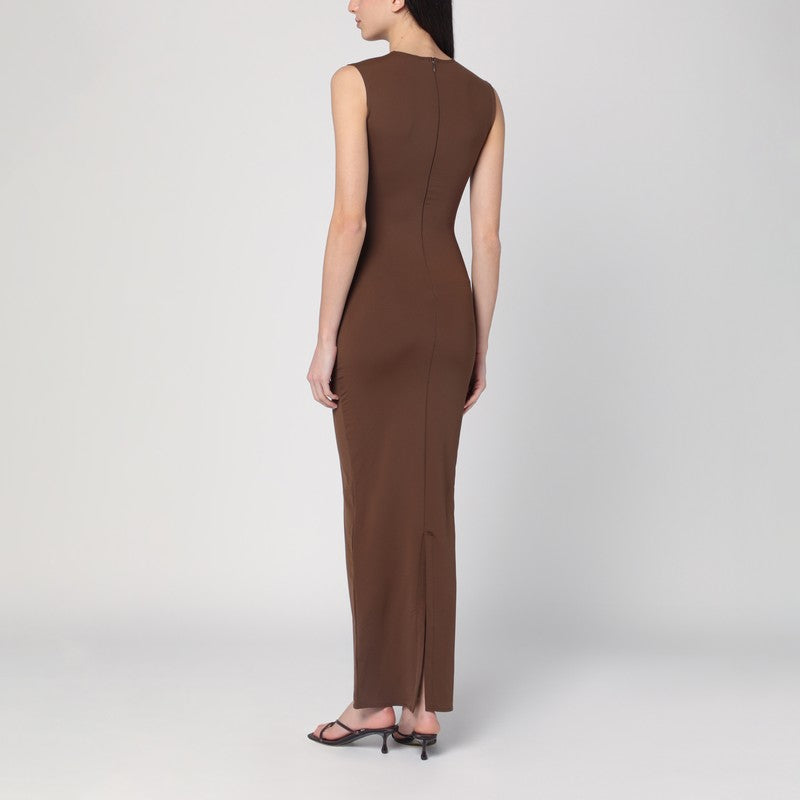 Long brown dress in nylon blend — Entire Studios