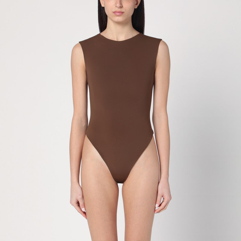 Brown Nylon-Blend Bodysuit — Entire Studios