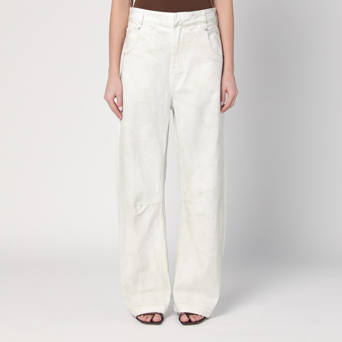 Ivory denim trousers — Entire Studios wide jeans