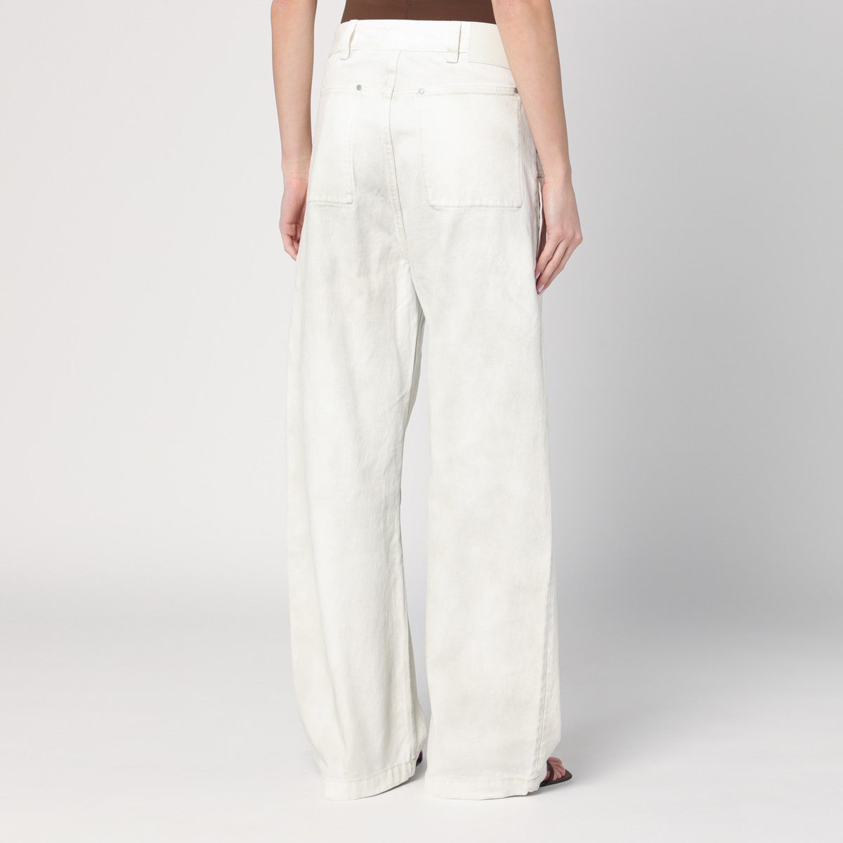 Ivory denim trousers — Entire Studios wide jeans