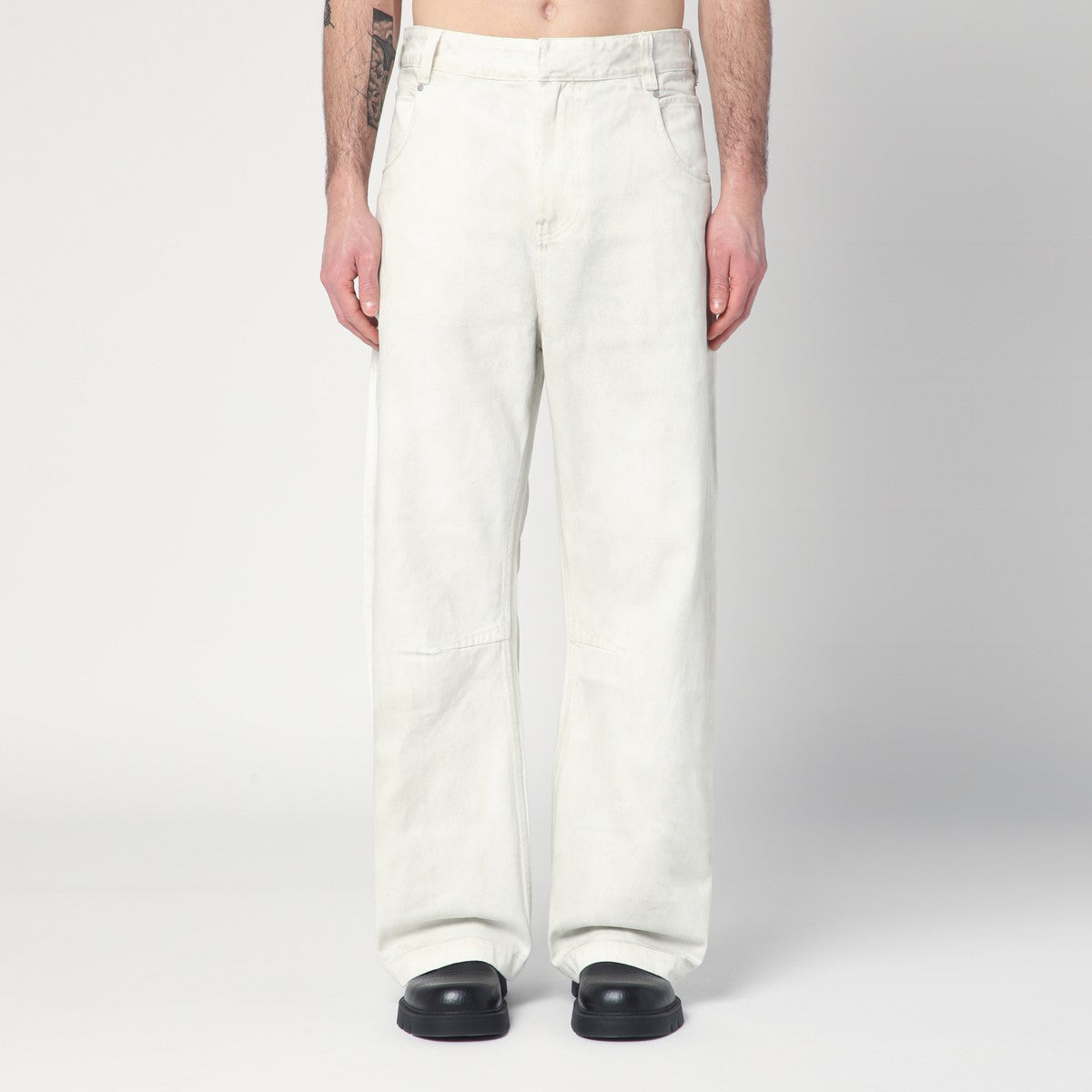 Ivory Denim Trousers — Entire Studios Wide Jeans