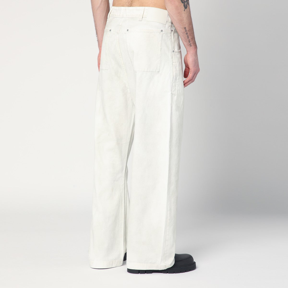 Ivory Denim Trousers — Entire Studios Wide Jeans