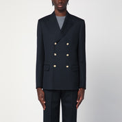 Lardini Navy Blue Double‑Breasted Wool Jacket