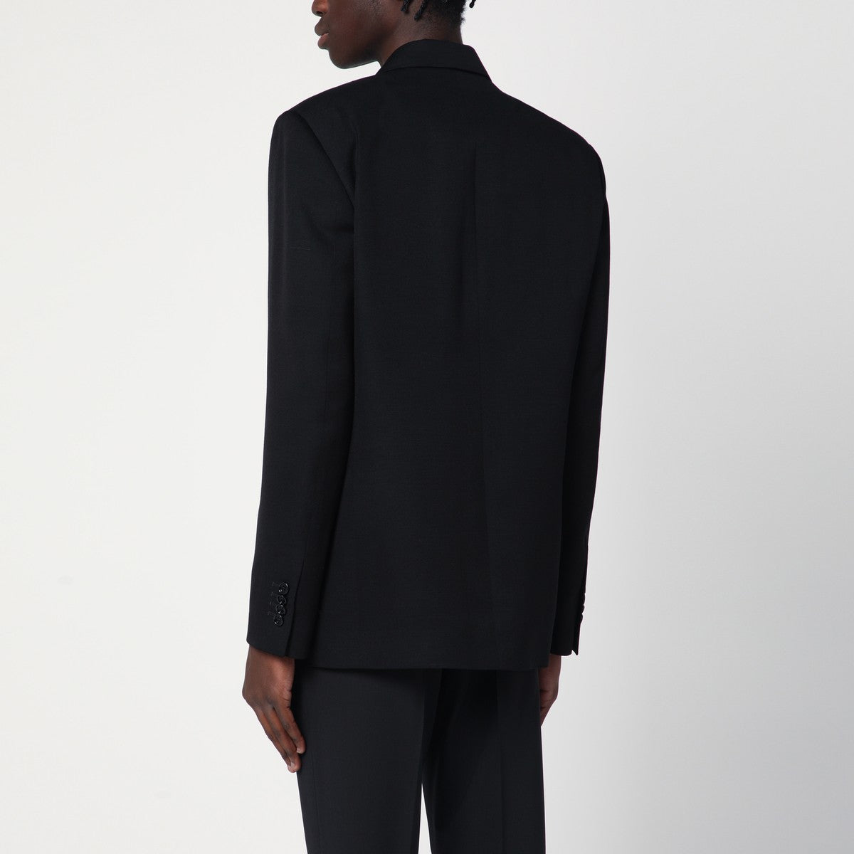 Chaqueta cruzada negra Lardini de viscosa y seda