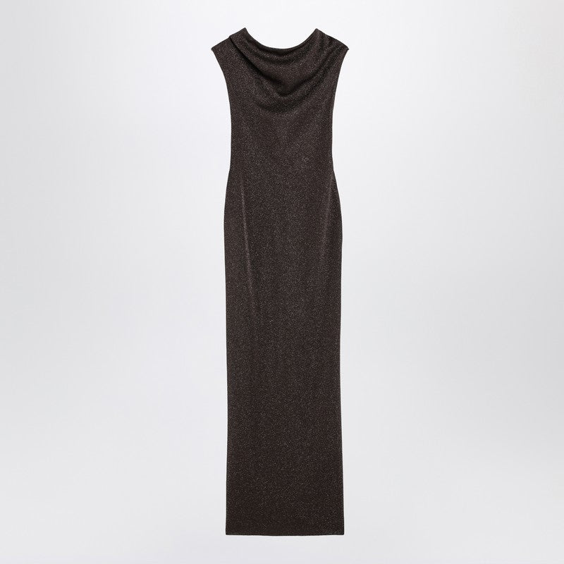 Max Mara Pianoforte Brown Dress — Viscose & Lurex Elegance