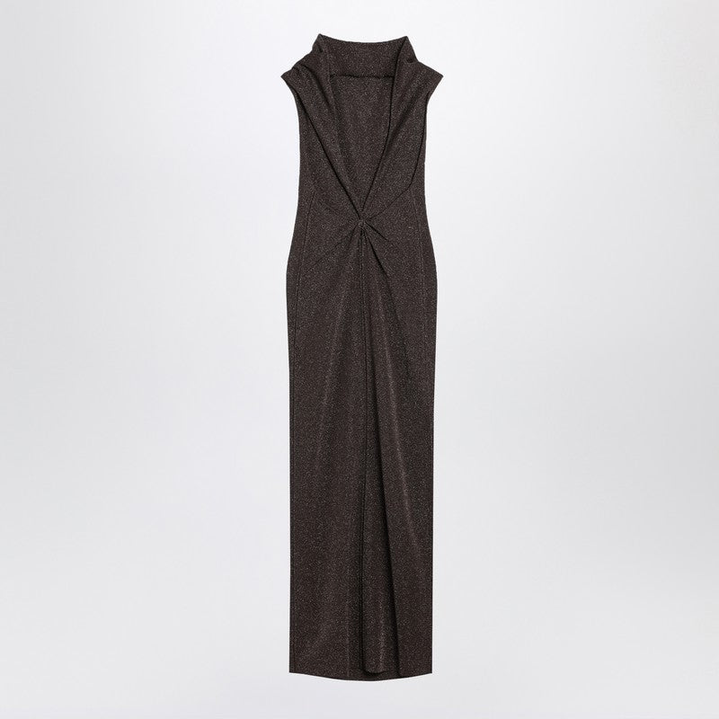 Max Mara Pianoforte Brown Dress — Viscose & Lurex Elegance