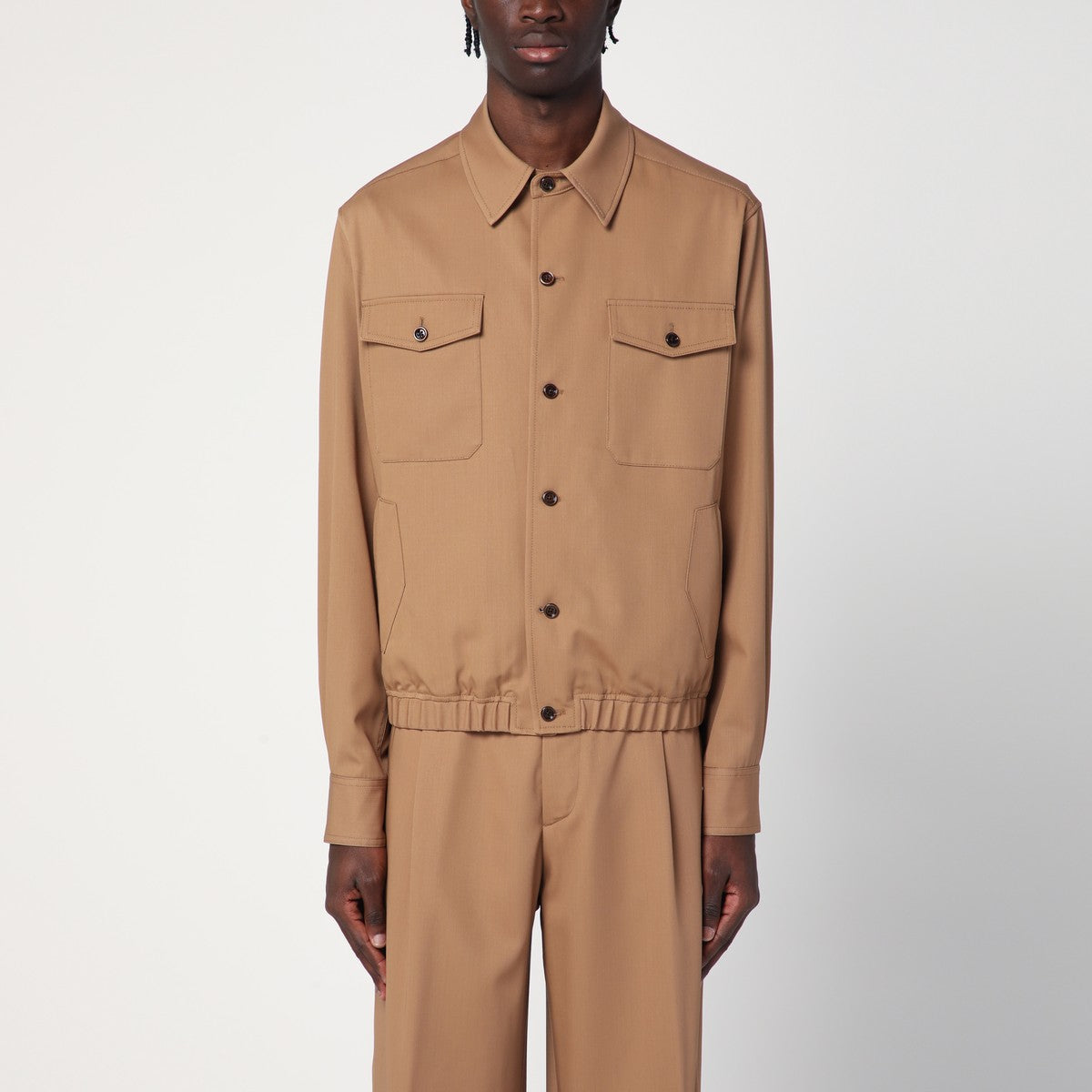 Lardini Beige wool overshirt — tailored wool jacket