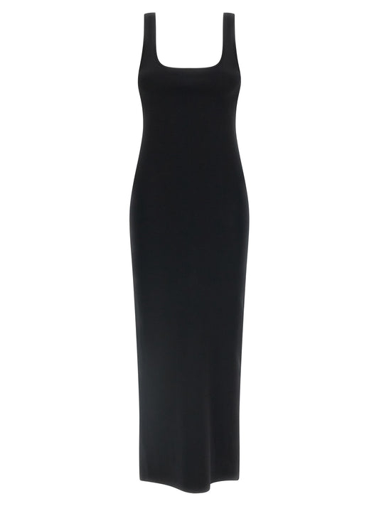Entire Studios Squared Neckline Dress — Black Midi