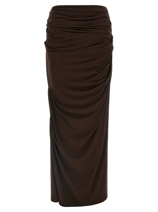 Entire Studios Drape Skirt — Brown Stretch Skirt | Aumifour