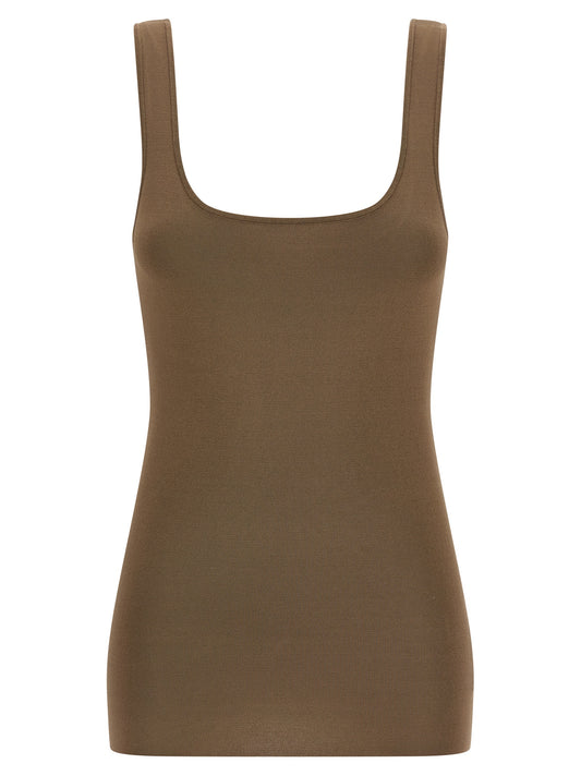 Entire Studios Square Neckline Top — Brown Stretch Viscose