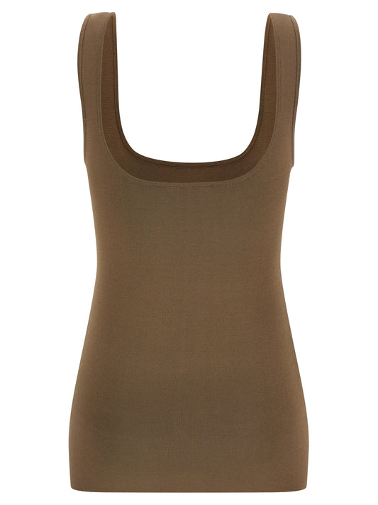Entire Studios Square Neckline Top — Brown Stretch Viscose