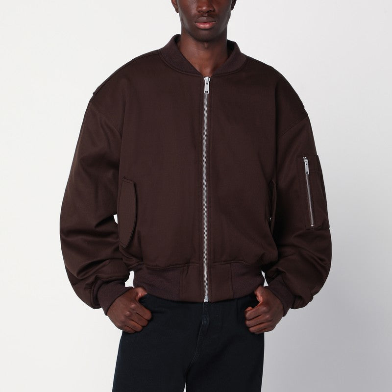 Entire Studios Dark brown wool zip-up bomber jacket