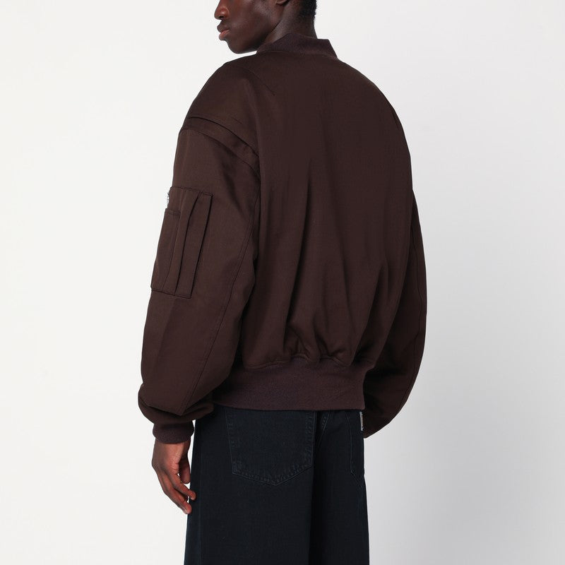 Entire Studios Dark brown wool zip-up bomber jacket
