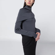 Entire Studios Grey turtleneck sweater with cape detail