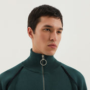 1989 STUDIO Dark green raglan sweater with zip