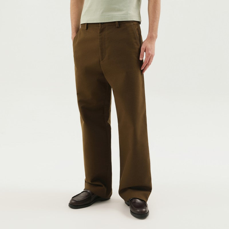 Pantalon droit en coton vert olive STUDIO 1989