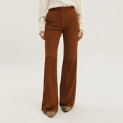 1989 STUDIO Corduroy flared leather pants