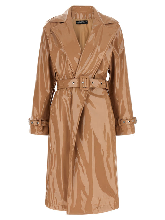 Dolce & Gabbana Vinyl Trench Coat — Pink Wrap Coat