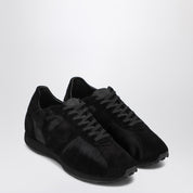 The Row Black sneaker in pony and velvet