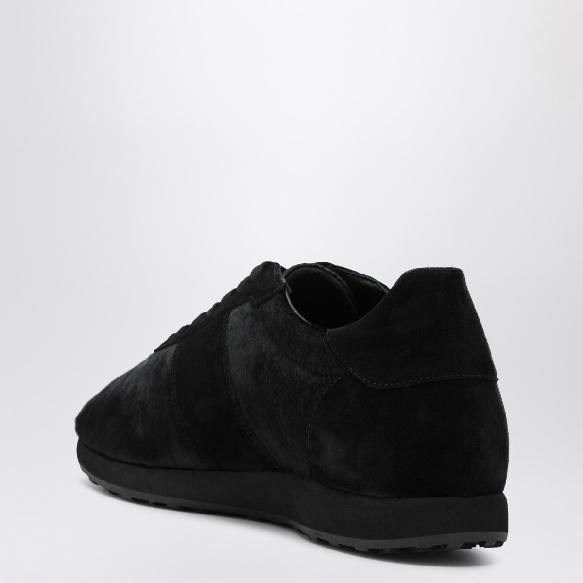 The Row Black sneaker in pony and velvet