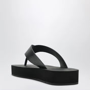 The Row Black Dune leather flip-flops