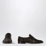 The Row Two soft nappa leather loafers in lacquer brown