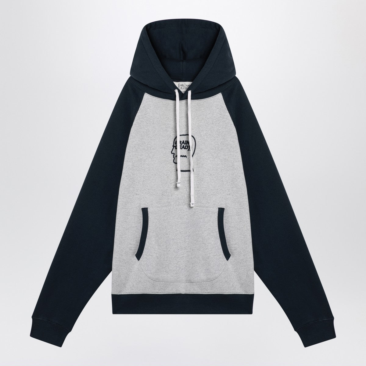 Brain Dead Light grey navy blue hoodie in cotton