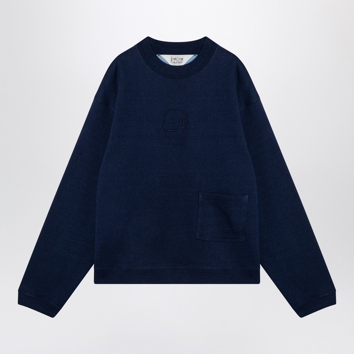 Brain Dead Indigo cotton fleece crew neck sweatshirt