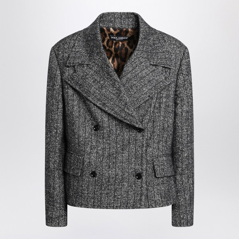 Dolce & Gabbana Dolce&Gabbana Dark grey short oversized striped jacket
