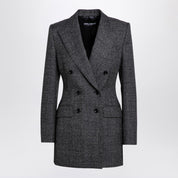 Dolce & Gabbana Anthracite grey tweed double-breasted jacket