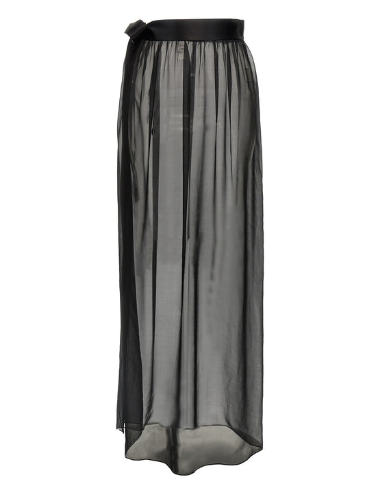 Dolce & Gabbana Chiffon Long Skirt — Black, Elegant Fall 24