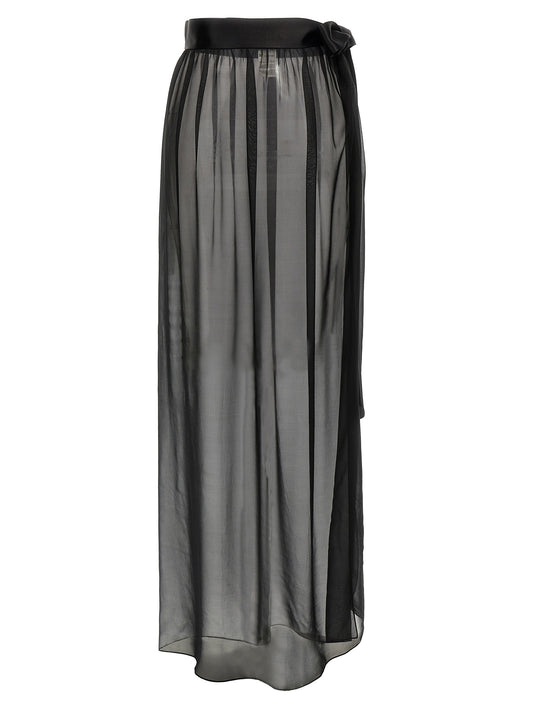 Dolce & Gabbana Chiffon Long Skirt — Black, Elegant Fall 24