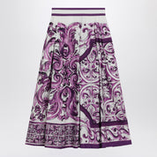 Dolce & Gabbana Purple Maiolica print poplin skirt