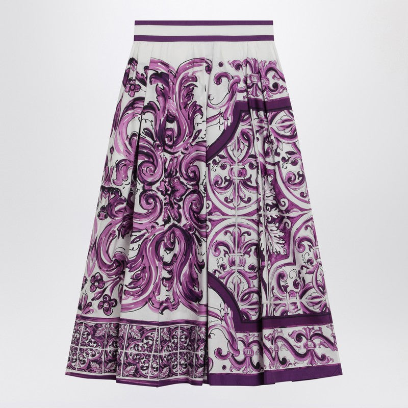 Dolce & Gabbana Purple Maiolica print poplin skirt