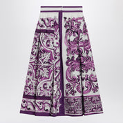 Dolce & Gabbana Purple Maiolica print poplin skirt