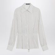 Dolce &amp; Gabbana Dolce&amp;Gabbana Chemise blanche à fines rayures en soie et coton