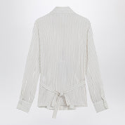 Dolce &amp; Gabbana Dolce&amp;Gabbana Chemise blanche à fines rayures en soie et coton