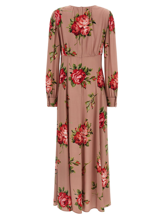 Dolce & Gabbana Bouquet Rose Dress — Silk Hourglass (Pink)