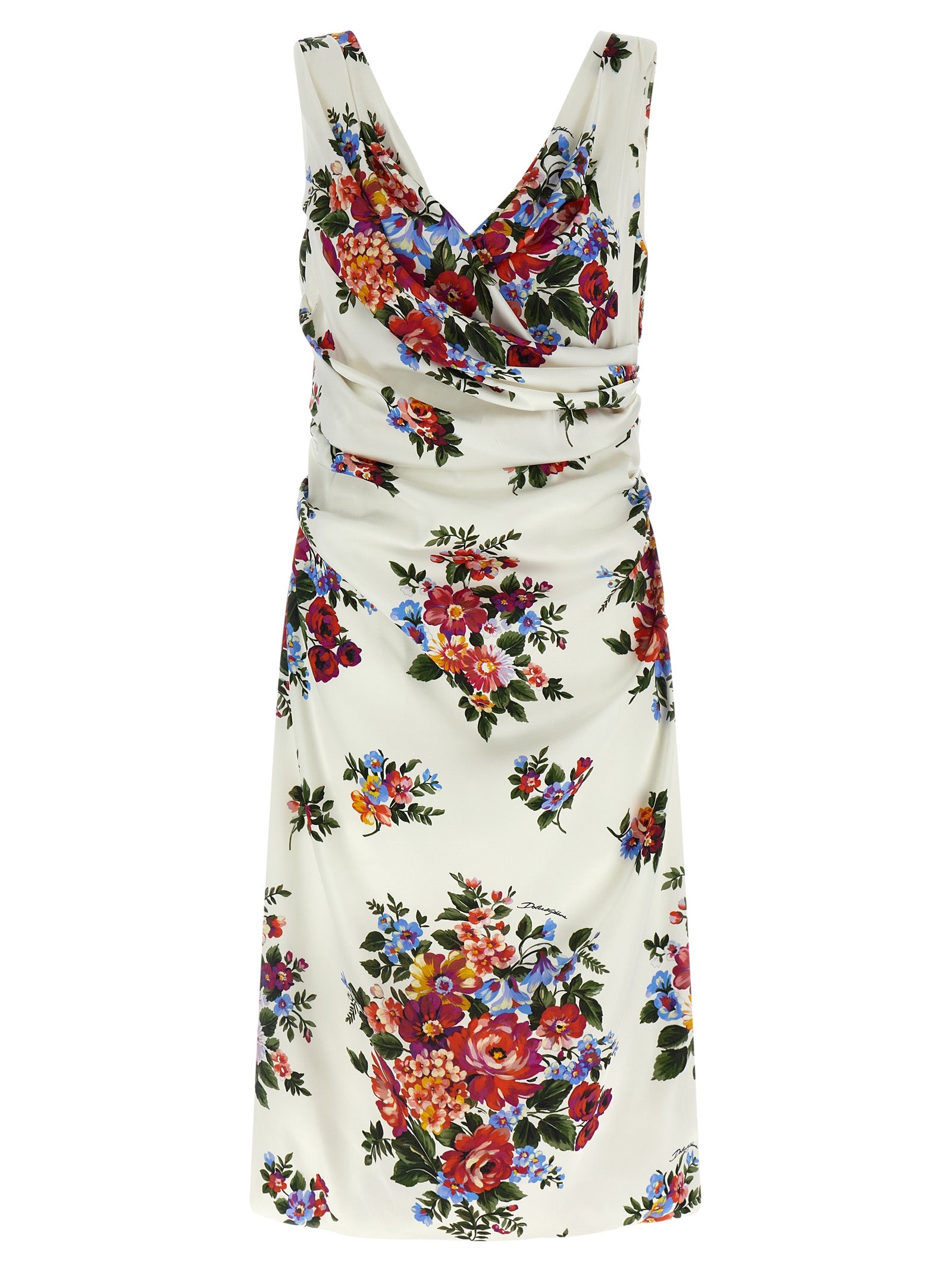Dolce & Gabbana Mazzo Di Fiori Dress — Floral V‑Neck