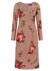 Dolce & Gabbana Bouquet Rose Dress — Silk Midi
