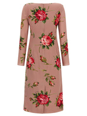 Dolce & Gabbana Bouquet Rose Dress — Silk Midi
