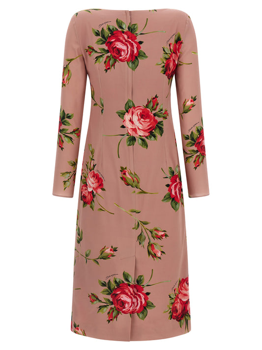Dolce & Gabbana Bouquet Rose Dress — Silk Midi