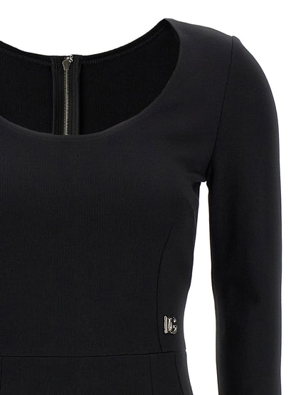 Dolce & Gabbana Logo Dress — Black Midi Dress