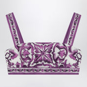 Dolce & Gabbana Purple Maiolica print poplin top