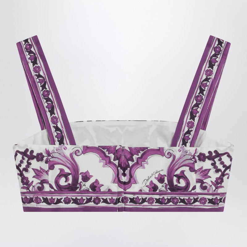 Dolce & Gabbana Purple Maiolica print poplin top
