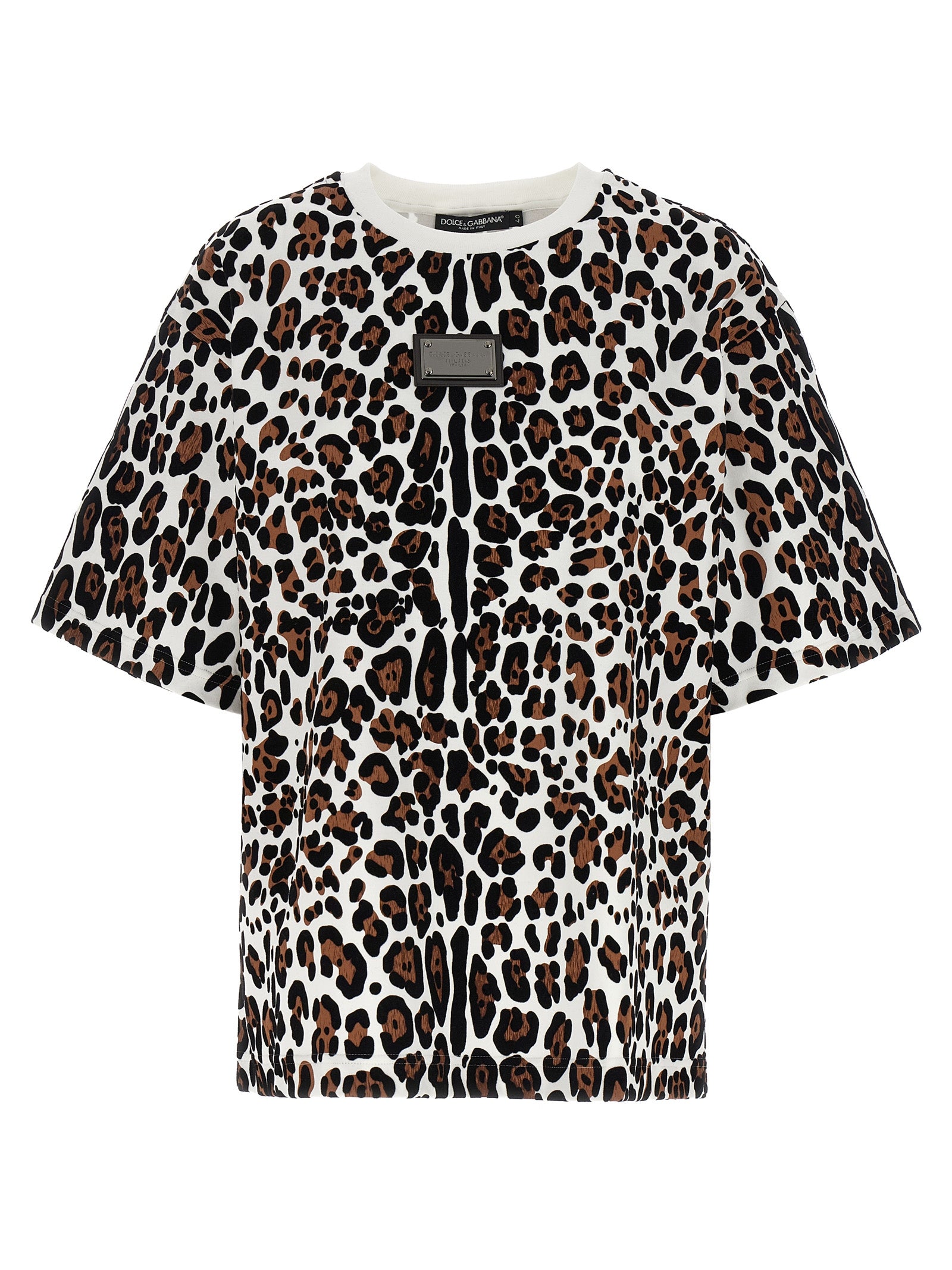 Dolce & Gabbana Animal Print Logo Plaque T-shirt
